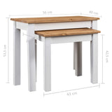Nesting Tables 2 pcs White Solid Pine Wood Panama Range 282678