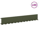 Lawn Edging 30 pcs 102 x 15 x 4 cm Steel Olive Green 8008774