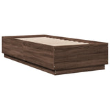 Bed Frame with LED without Mattress Brown Oak 100x200 cm 3209631