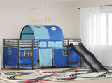 Kids'Loft Bed Frame Black and Blue 80 x 200 cm Metal 42020837