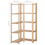 5-Tier Storage Corner Rack 82.5x82.5x170 cm Solid Pinewood 327323