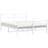 Metal Bed Frame without Mattress with Footboard White 150x200cm 355434