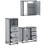 3 Piece Bathroom Furniture Set Grey Sonoma Engineered Wood 3301018