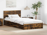Bed Frame with Headboard Smoked Oak 90 x 190 cm Engineered Wood 3410953