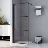 Walk-in Shower Wall with Clear ESG Glass Black 115x195 cm 149151
