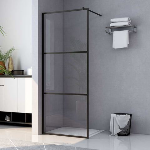 Walk-in Shower Wall with Clear ESG Glass Black 115x195 cm 149151