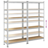 5-Layer Storage Shelves 2 pcs Silver Steel&Engineered Wood 4016948
