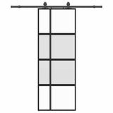 Sliding Door with Hardware Set Black 76x205 cm Tempered Glass 3375838