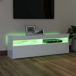 TV Cabinet with LED Lights High Gloss White 120x35x40 cm 804379
