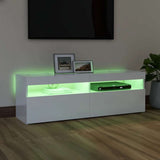 TV Cabinet with LED Lights High Gloss White 120x35x40 cm 804379