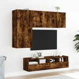 4 Piece TV Wall Units Smoked Oak Engineered Wood 3216536