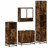 4 Piece Bathroom Furniture Set Smoked Oak Engineered Wood 3301217