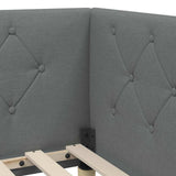 Corner Bed Frame with Headboard Dark Grey 90 x 200 cm Fabric 42016570