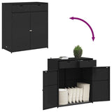 Garden Storage Cabinet Black 105x55x113 cm Poly Rattan 365563