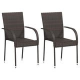 Dining Chair Set of 2 Brown Poly Rattan Standard Stackable 44237