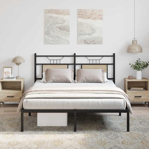 Bed Frame without Mattress Sonoma Oak 140x200 cm Engineered Wood 4106793