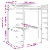 Loft Bed Frame White 90 x 190 cm Solid Pine Wood 3414555