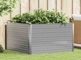 Raised Garden Bed 100x100x77 cm Galvanised Steel Grey 42407