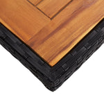 Outdoor Dining Table Black Poly Rattan and Solid Acacia Wood 46187