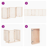 Dog Gate with Door Foldable 6 Panels 300 cm Poplar Wood 352175