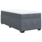 ZNTS Box Spring Bed with Mattress Dark Grey 90x200 cm Velvet 3285258
