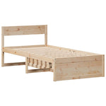 ZNTS Bed Frame without Mattress 75x190 cm Small Single Solid Wood Pine 3307146