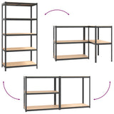 5-Layer Heavy-duty Shelves 2 pcs Grey Steel&Engineered Wood 3154207
