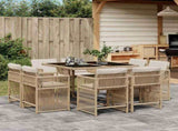 9 Piece Garden Dining Set with Cushions Beige Poly Rattan 3211738