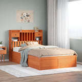 Bed Frame without Mattress Wax Brown 135x190 cm Double Solid Wood Pine 3323511