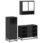 ZNTS 3 Piece Bathroom Furniture Set Black Engineered Wood 3301000