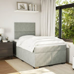 Box Spring Bed with Mattress Light Grey 120x190 cm Small Double Velvet 3290858