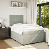 Box Spring Bed with Mattress Light Grey 120x190 cm Small Double Velvet 3290858