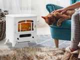 Modern Electric Fireplace, Freestanding Electric Stove Fire with Flame Effect, 950/1850W, White T3398P422901