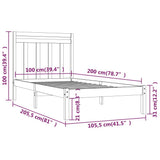 Bed Frame without Mattress White 100x200 cm Solid Wood 3105241