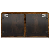 Wall Cabinet with Glass Doors Smoked Oak 68.5x37x35 cm 836505