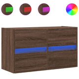 TV Wall Cabinet with LED Lights Brown Oak 80x31x45 cm 852291