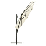 ZNTS Cantilever Garden Parasol with Pole and LED Lights Sand 300 cm 312336