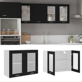 Hanging Glass Cabinet Lyon Black 80x31x60 cm Engineered Wood 802530