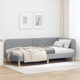 Corner Bed Frame with Headboard Light Grey 90 x 190 cm Fabric 42016561