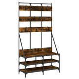 ZNTS Clothes Rack with Shoe Storage Smoked Oak 100x40x184 cm 837859