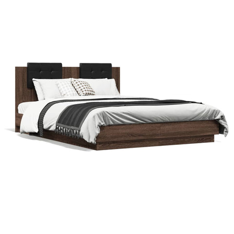 ZNTS Bed Frame without Mattress Brown Oak 150x200 cm King Size 3209918