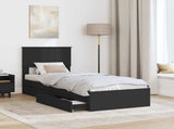 Storage Bed with Headboard Black 75 x 190 cm Engineered Wood 3410848