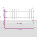ZNTS White Garden Fence with Hoop Top - 13.6 x 0.8 m - Steel 3334164