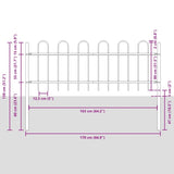 ZNTS White Garden Fence with Hoop Top - 13.6 x 0.8 m - Steel 3334164