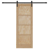 Sliding Door Natural and Black 73.5 x 198.5 cm Solid Pine Wood 3333186