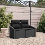 Garden Sofa with Cushion Black 123 x 62 x 69cm Poly Rattan 42006781
