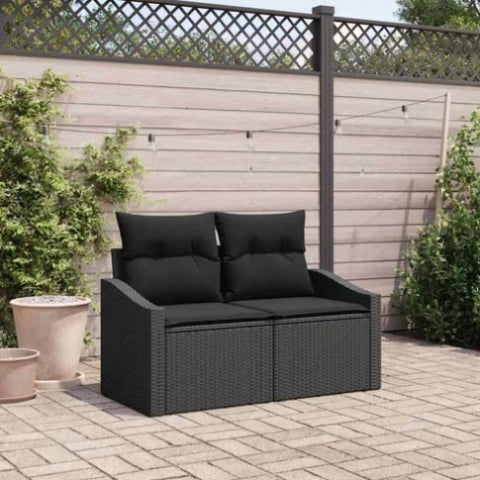 Garden Sofa with Cushion Black 123 x 62 x 69cm Poly Rattan 42006791