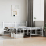 ZNTS Metal Bed Frame without Mattress with Footboard White 183x213cm 373763