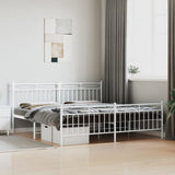 ZNTS Metal Bed Frame without Mattress with Footboard White 183x213cm 373763