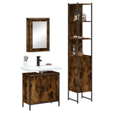 3 Piece Bathroom Furniture Set Smoked Oak Engineered Wood 3214802